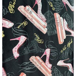 City Style Fabric 1/2 yard x 44" Pink Heels Books Eiffel Tower Glam Theme Print